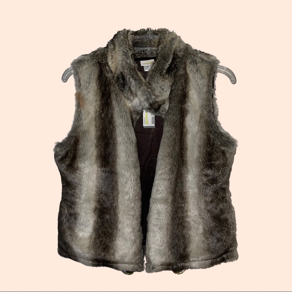 Capelli NY Faux Fur Lined open front vest NWT size L